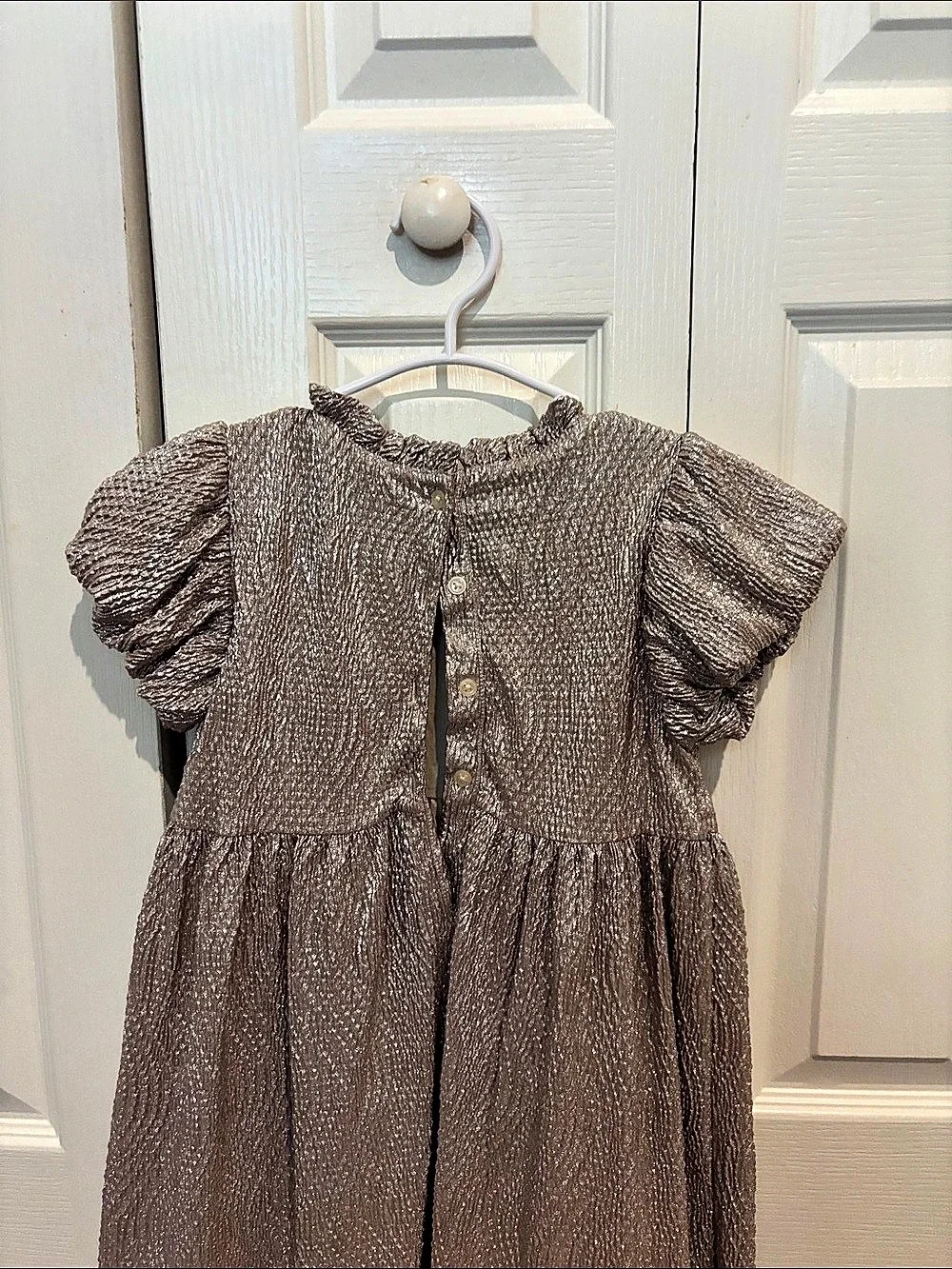 Kids' Shimmer Ruffle Sleeve Dress 8t